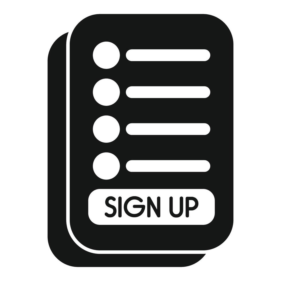 Online registration form with button for signing up vector