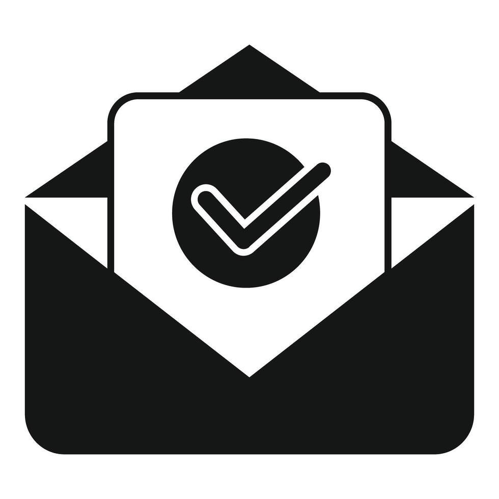 Black envelope icon with check mark symbol for approved mail vector
