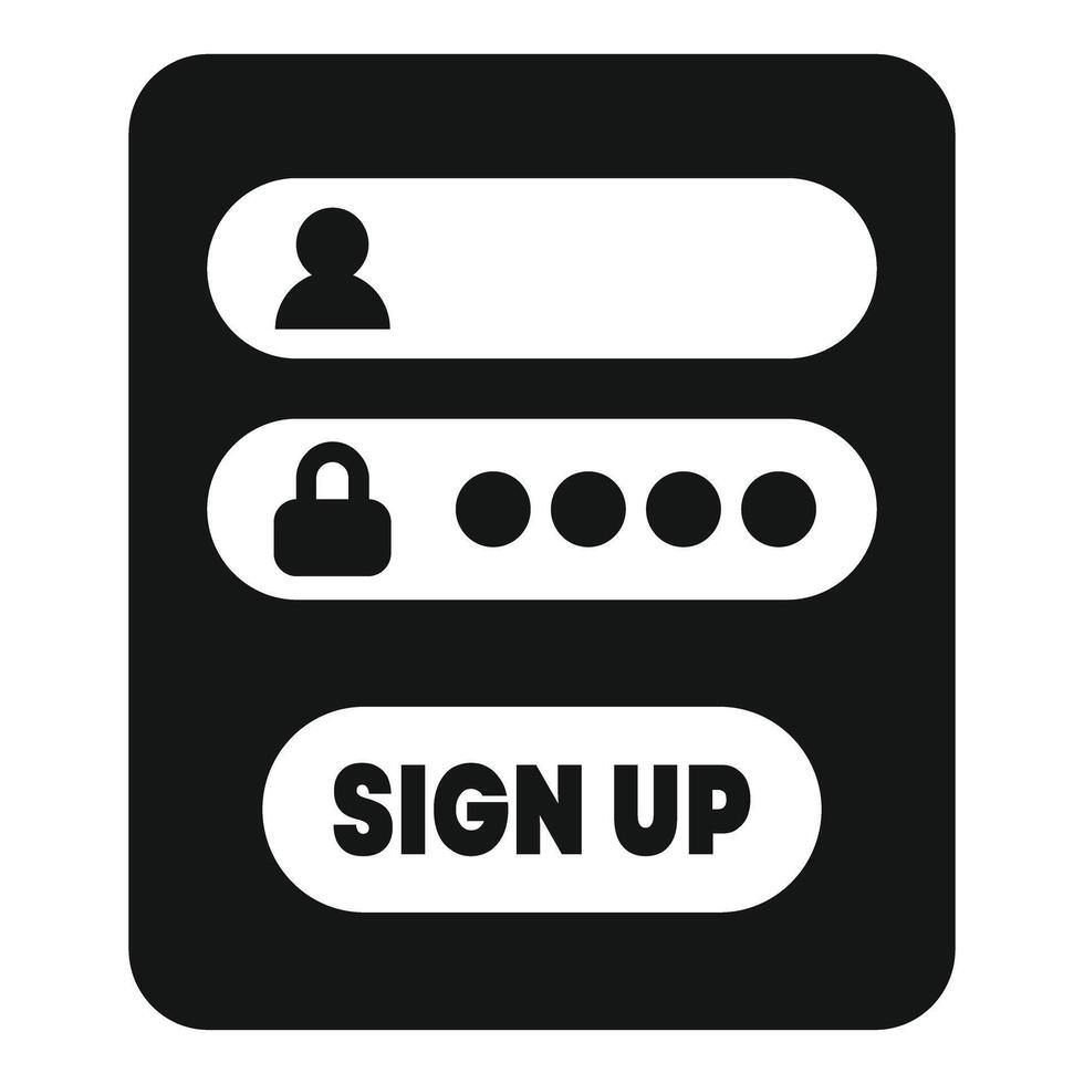 User signing up for new account with username and password vector