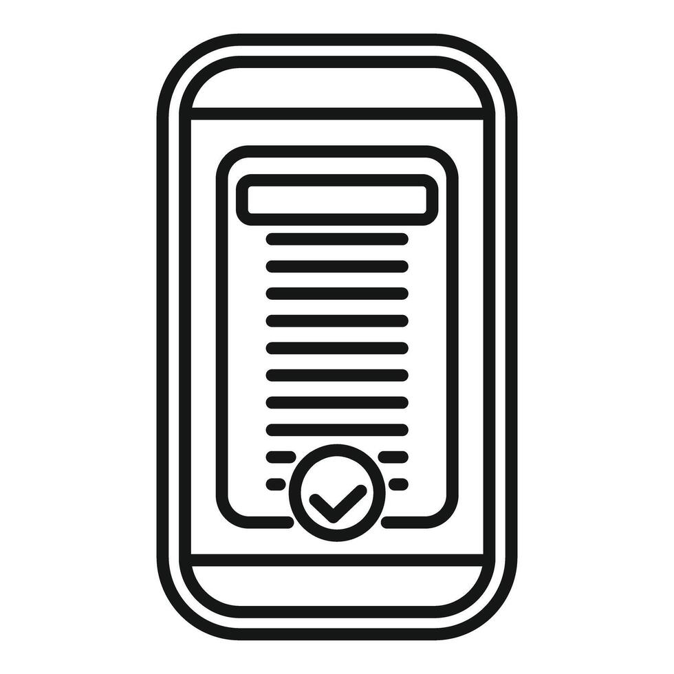 Smartphone showing validated checklist on screen icon vector