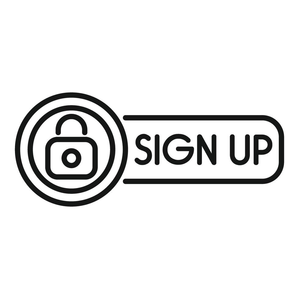 Secure sign up button with lock icon for website vector