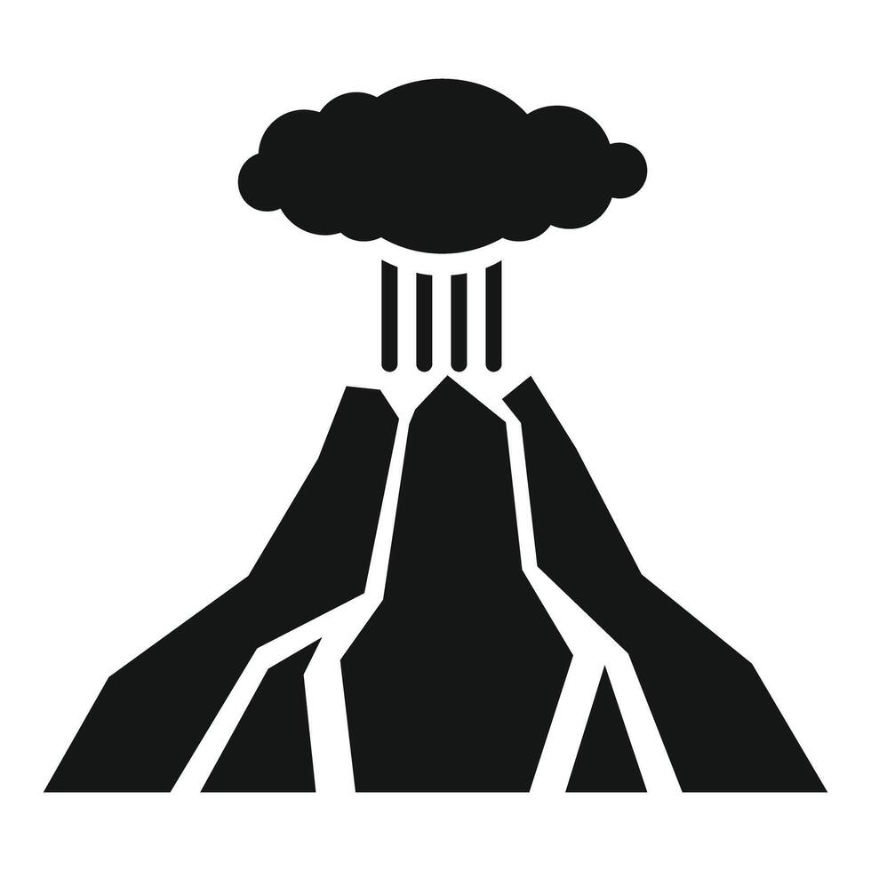 Volcano erupting with ash cloud and lava flowing down its sides vector