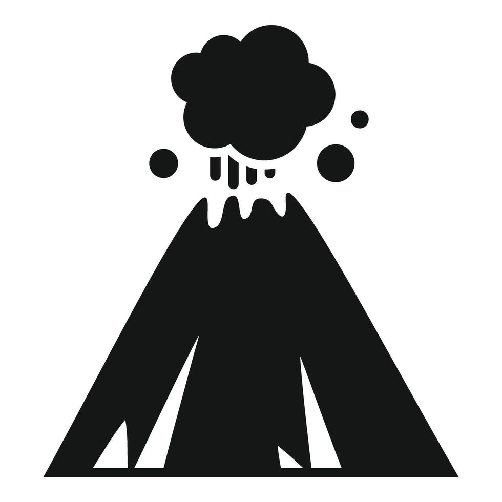 Active volcano erupting with smoke and lava flowing vector