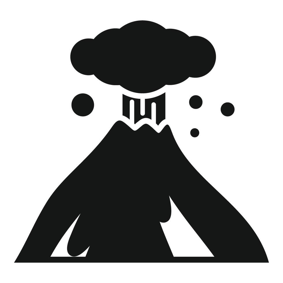 Black volcano erupting with ash cloud and magma vector