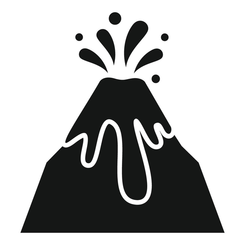 Black volcano erupting with lava flowing down vector