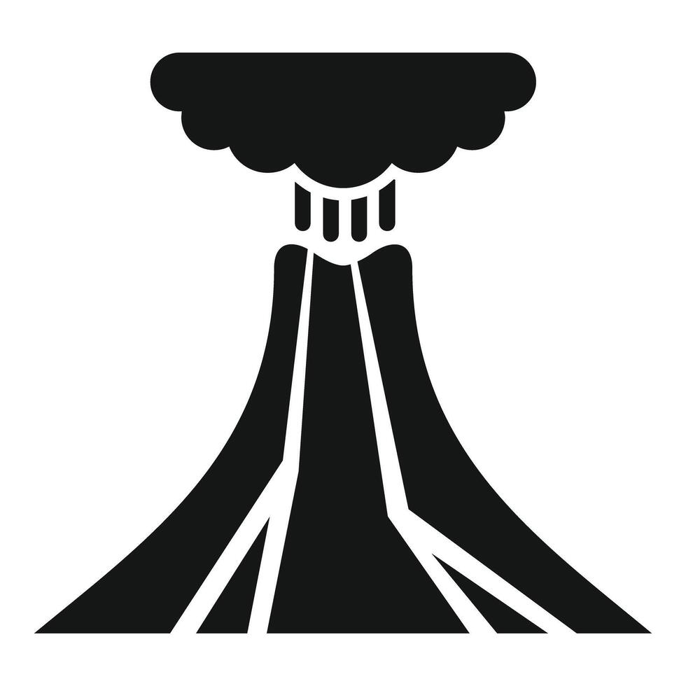 Volcano erupting with ash cloud and lava flowing down its sides vector