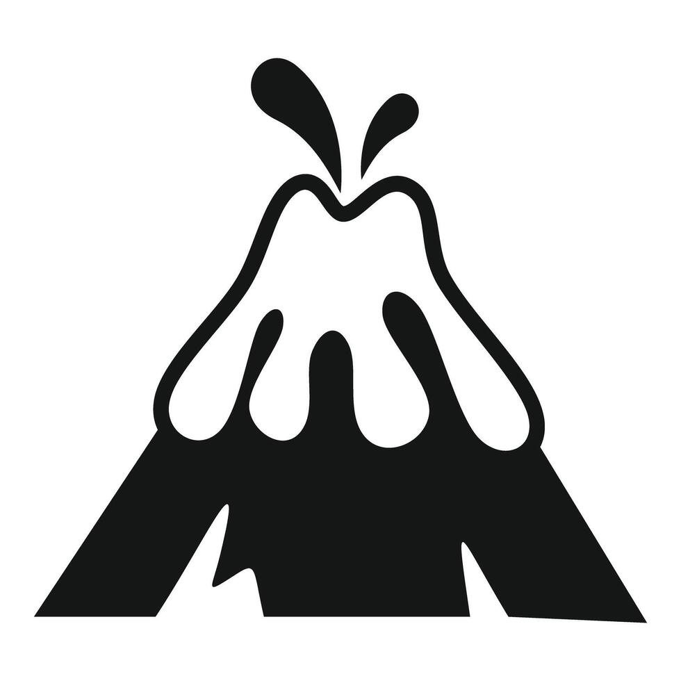 Black and white volcano erupting with lava flowing down sides vector