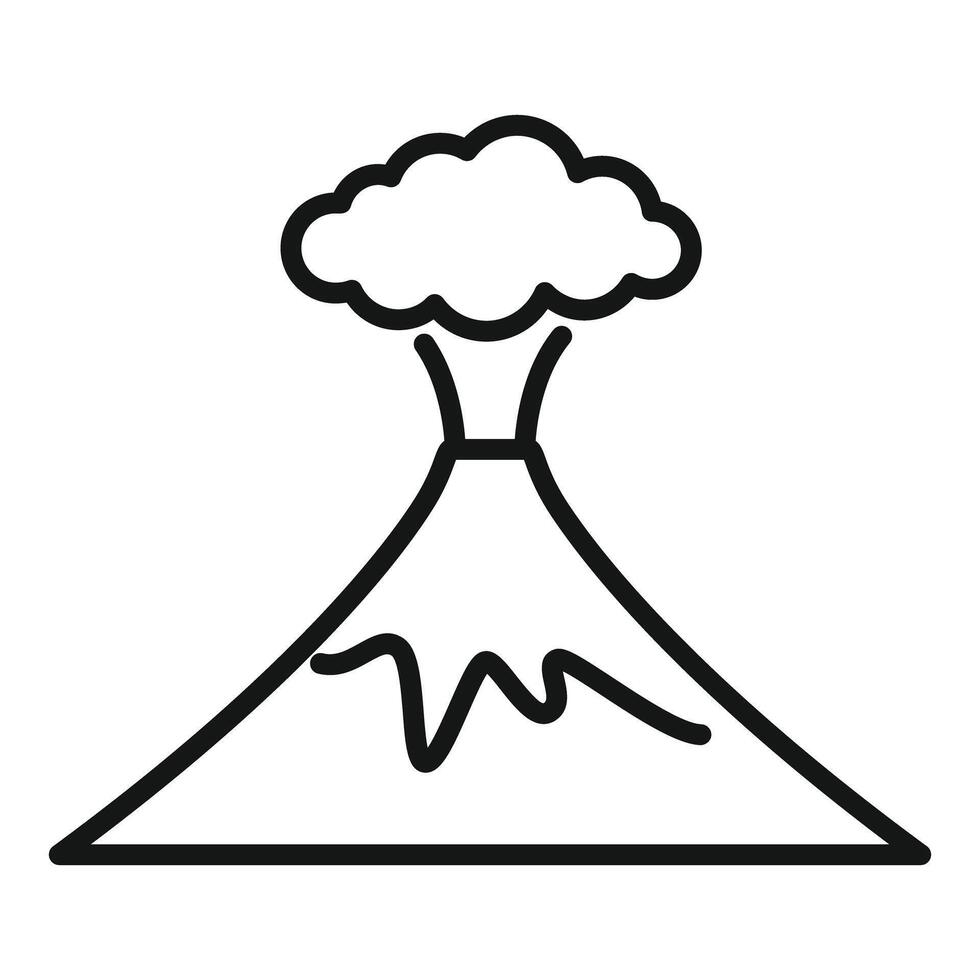 Volcano erupting with smoke cloud and lava flowing vector