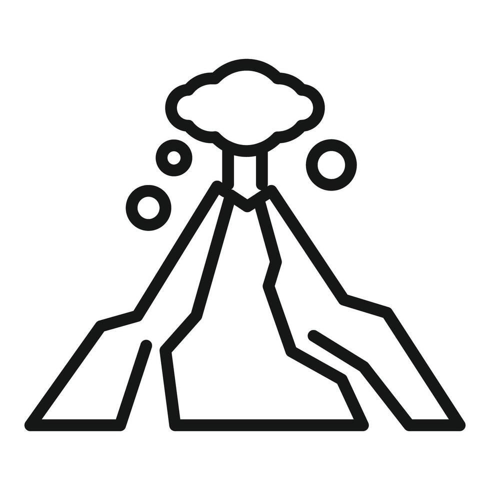 Volcano erupting with smoke and magma flowing down vector