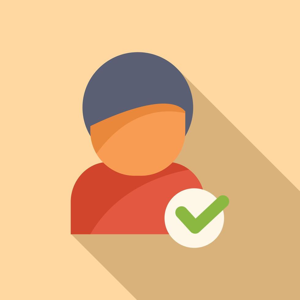 Person getting verified with check mark icon showing validation vector