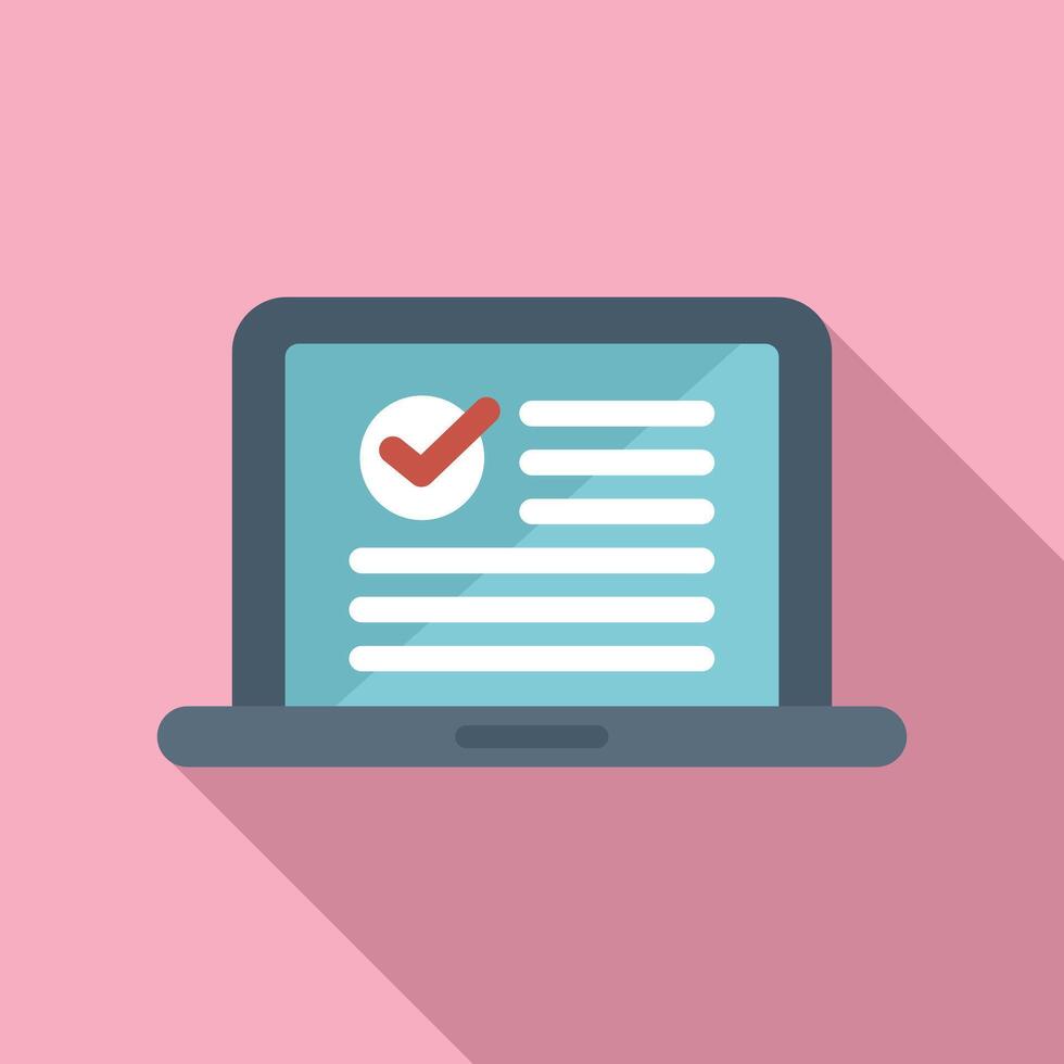 Laptop showing checklist with check mark for task management and online survey vector