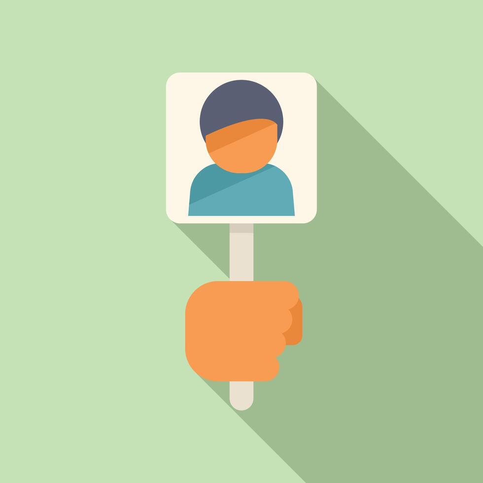 Hand holding sign with photo of man on it vector