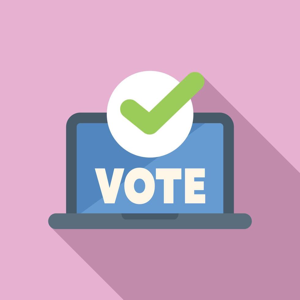 Online voting system showing verified vote on laptop screen vector