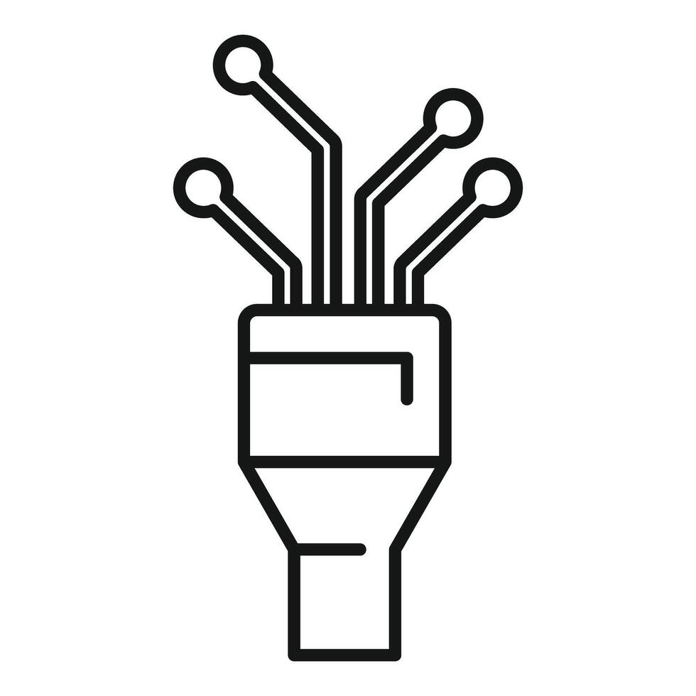 Electronic device connecting through multiple wires representing modern technology vector