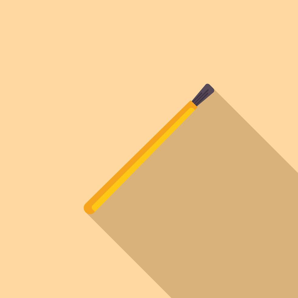 Single yellow makeup brush with long shadow on beige background vector
