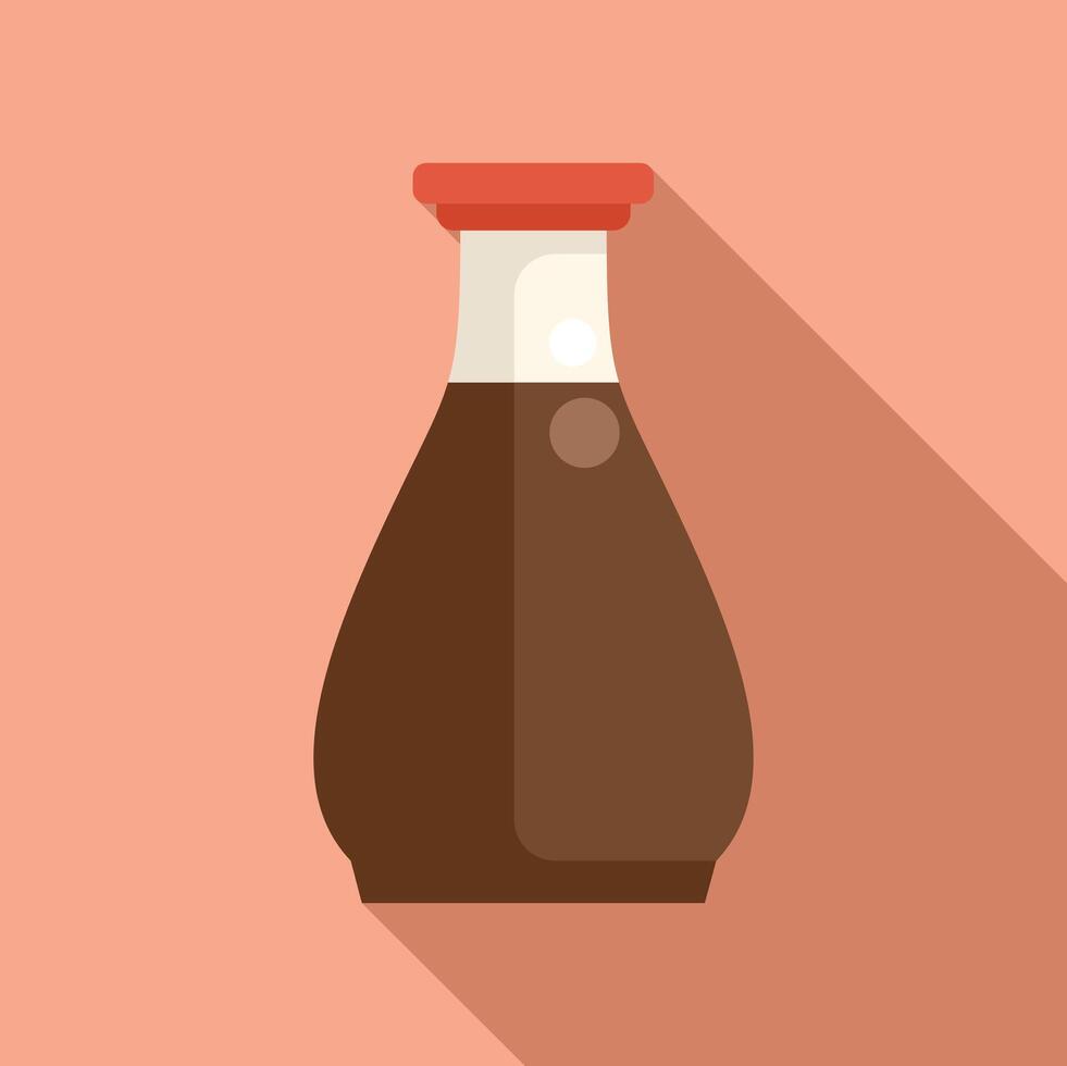 Traditional japanese soy sauce bottle with red cap casting long shadow vector