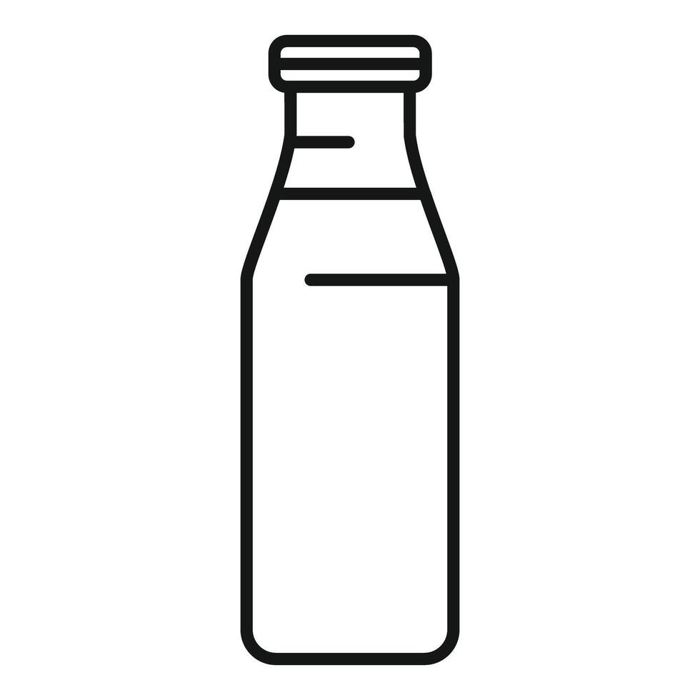 Bottle with liquid showing inside simple black line icon vector