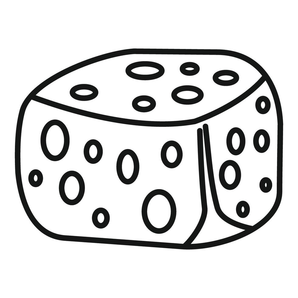 Big piece of cheese with large holes drawing vector
