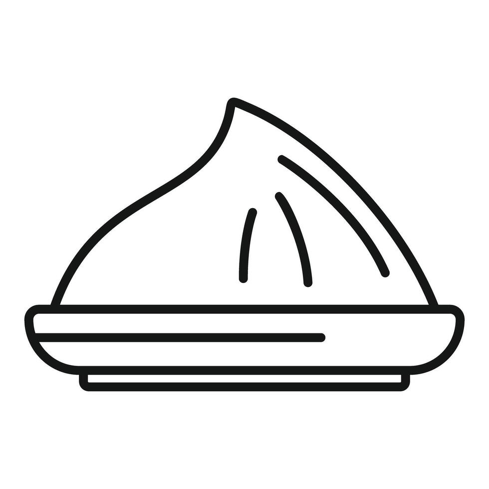 Steamed bun served on a plate line icon, asian food symbol vector