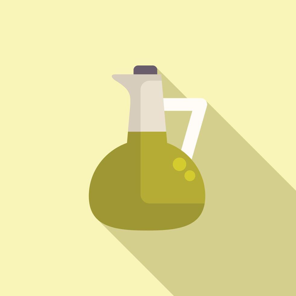 Olive oil glass bottle with handle containing green liquid vector
