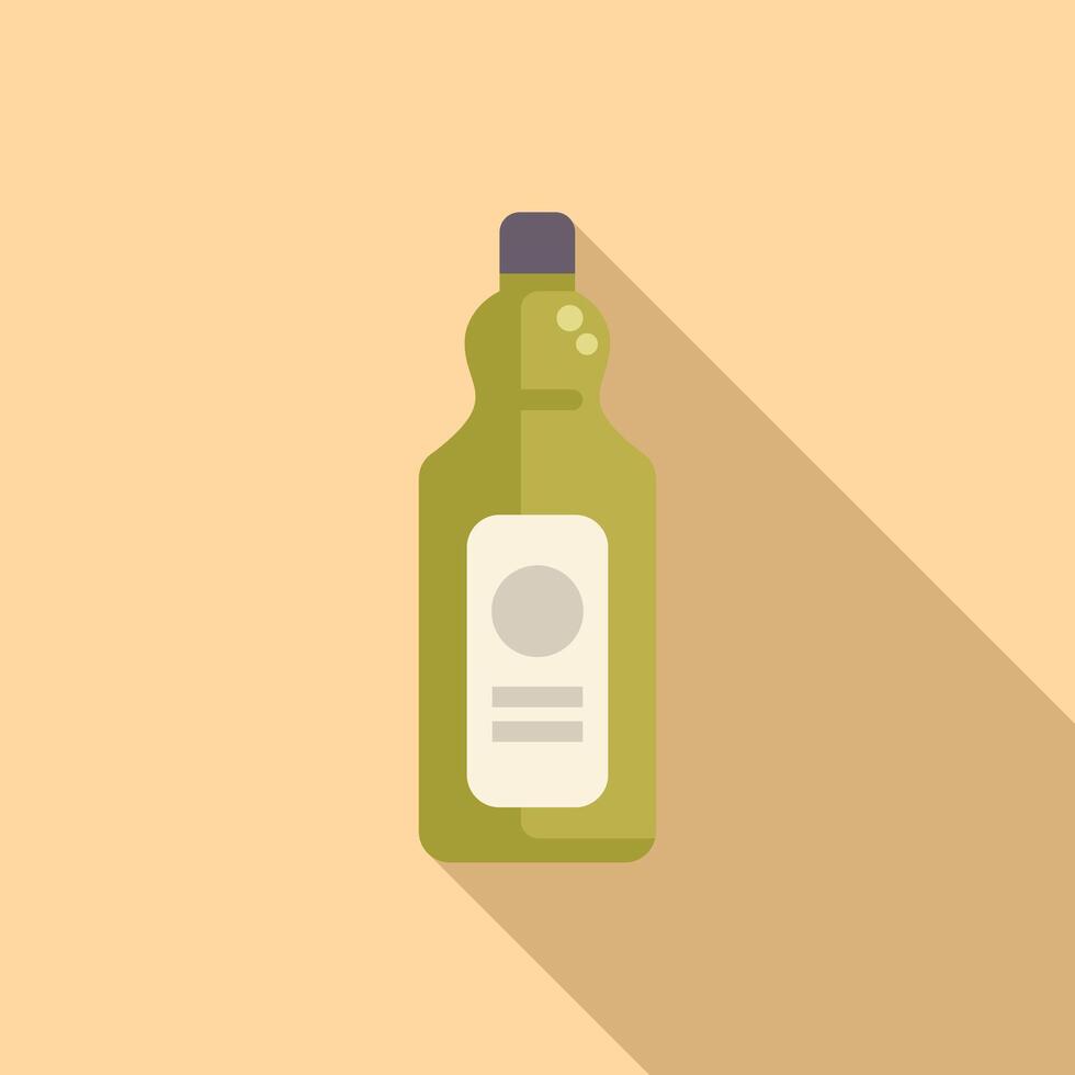 Green glass bottle of olive oil with blank label for branding vector