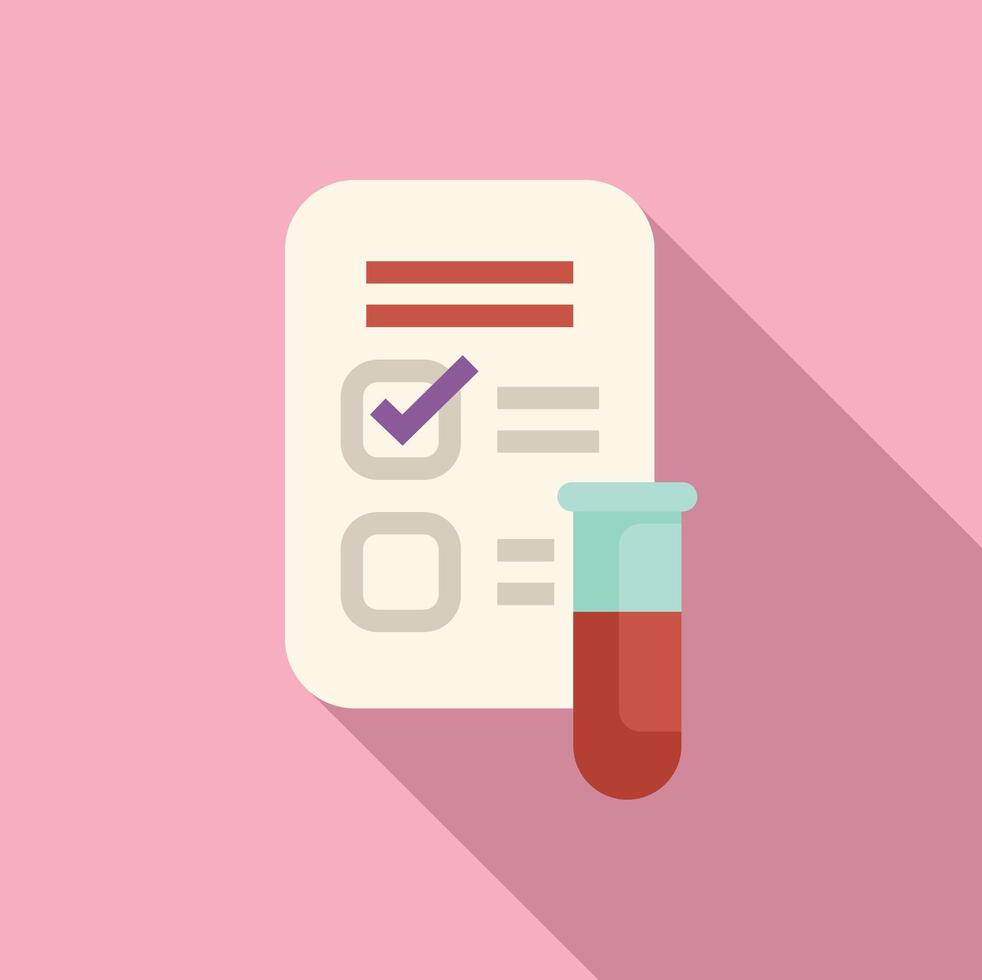 Medical test results document with blood sample showing positive result vector