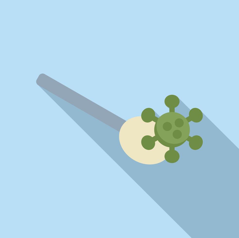 Cotton swab taking sample of green virus for medical analysis vector