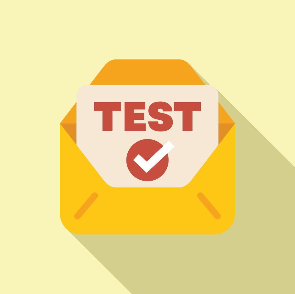 Open envelope containing test results with check mark icon vector