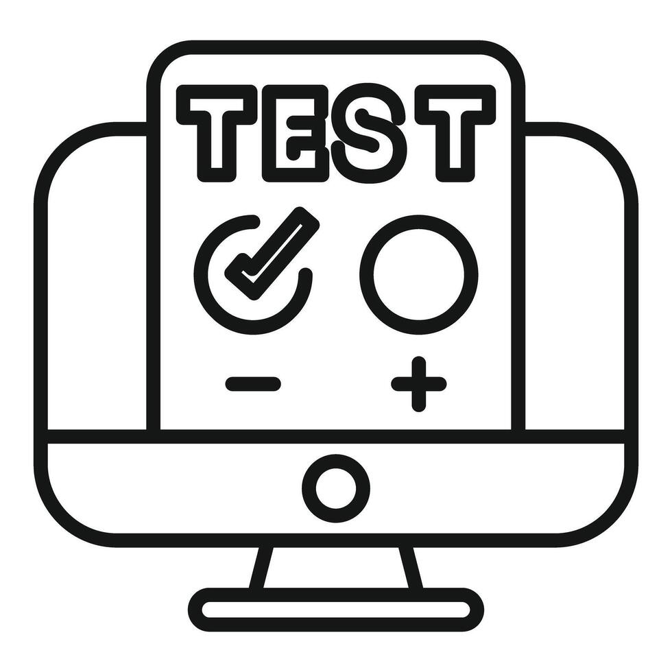 Online test showing checkmark representing successful exam on computer screen vector