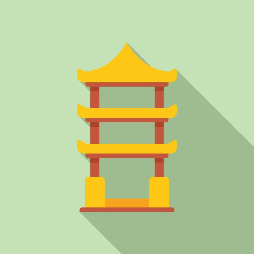 Traditional chinese gate with yellow pagoda roof and red pillars vector