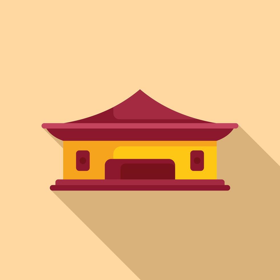 Traditional asian house building with long shadow vector