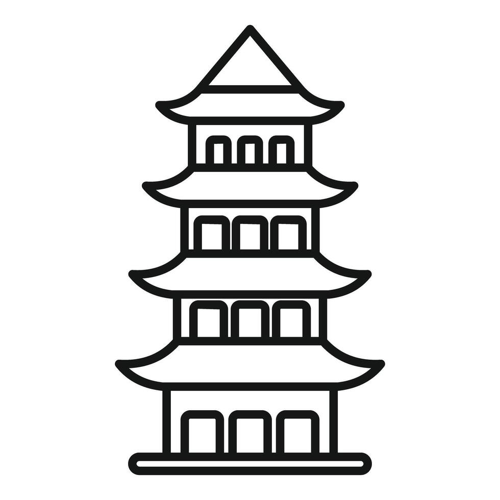 Traditional asian temple building with curved roof line art vector