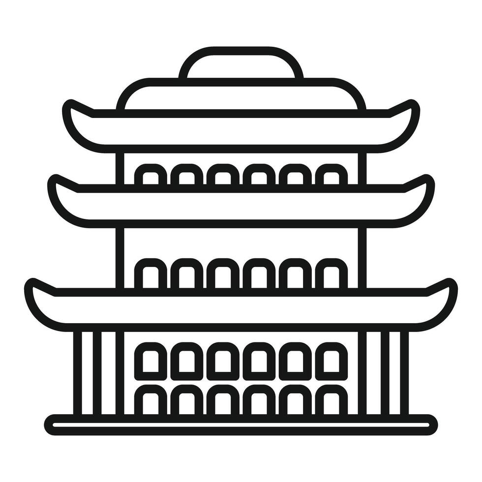 Traditional asian pagoda temple building with curved roof line art vector