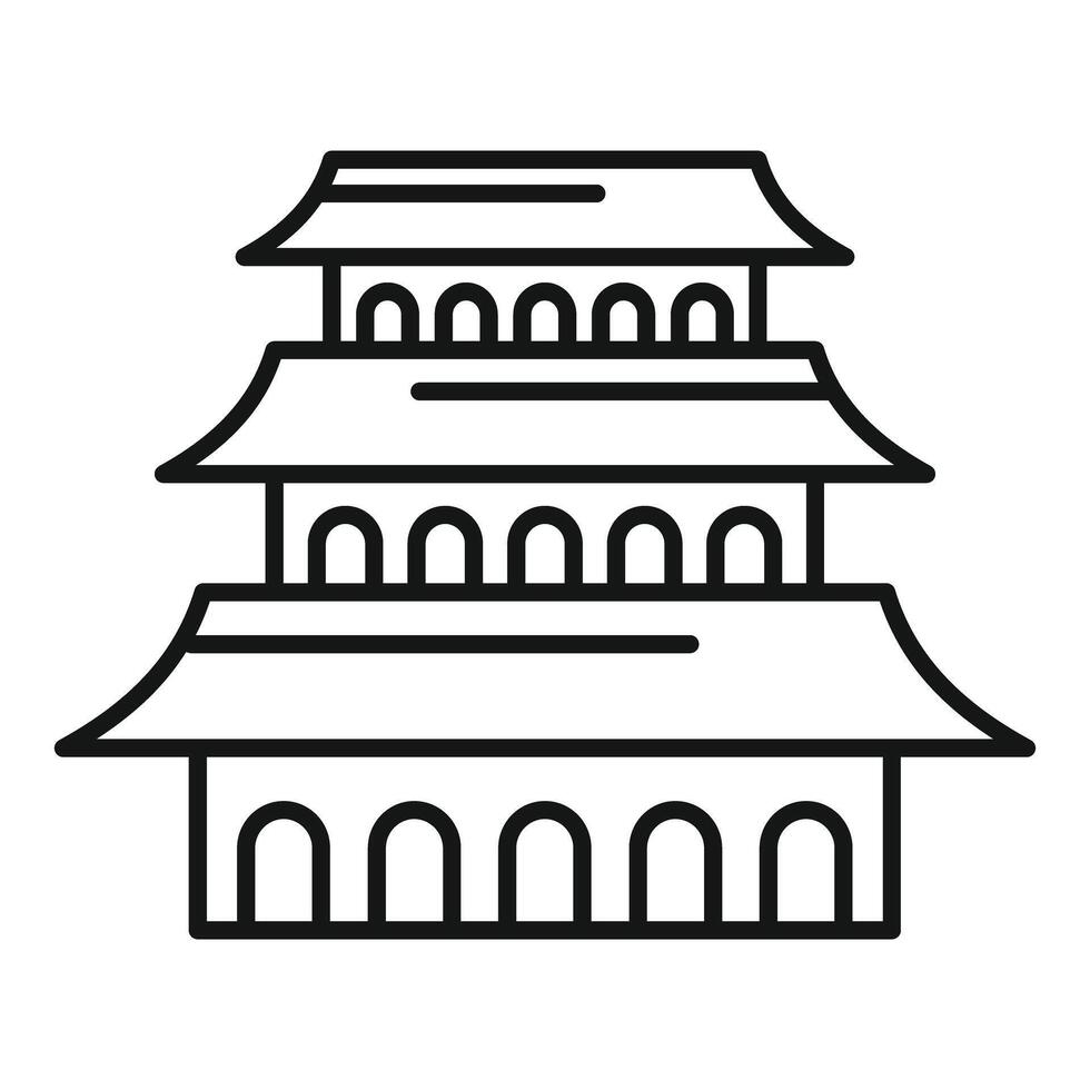 Traditional japanese building featuring three tiers with arched entrances vector