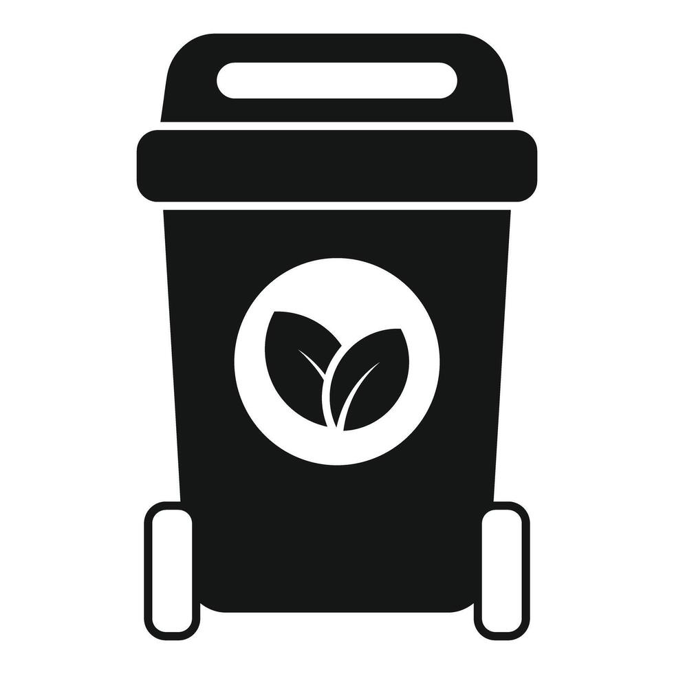 Black wheelie bin for organic waste sorting standing up vector