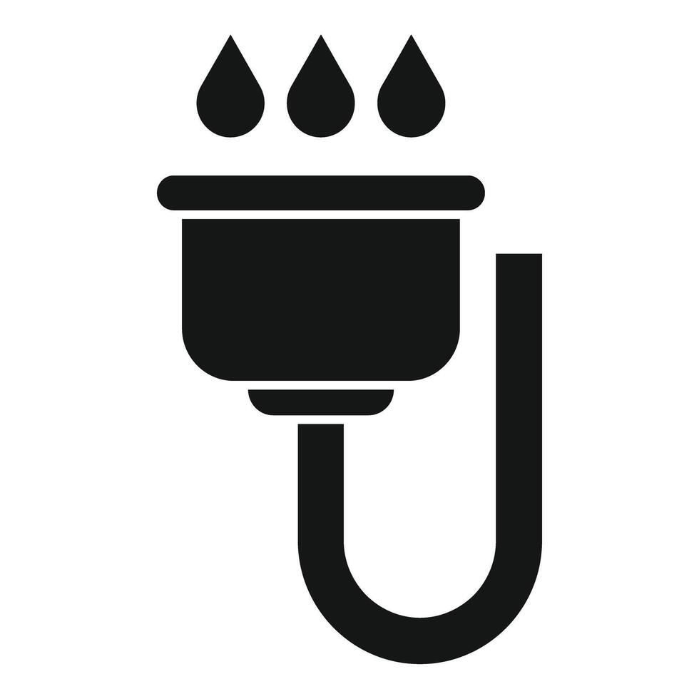 Plumbing system element icon depicting water flowing through drain pipe vector