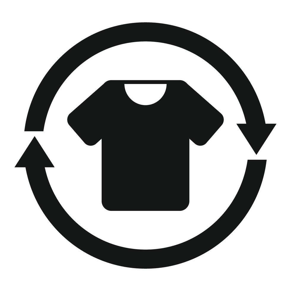 T shirt recycling sign with circular arrows for textile waste vector