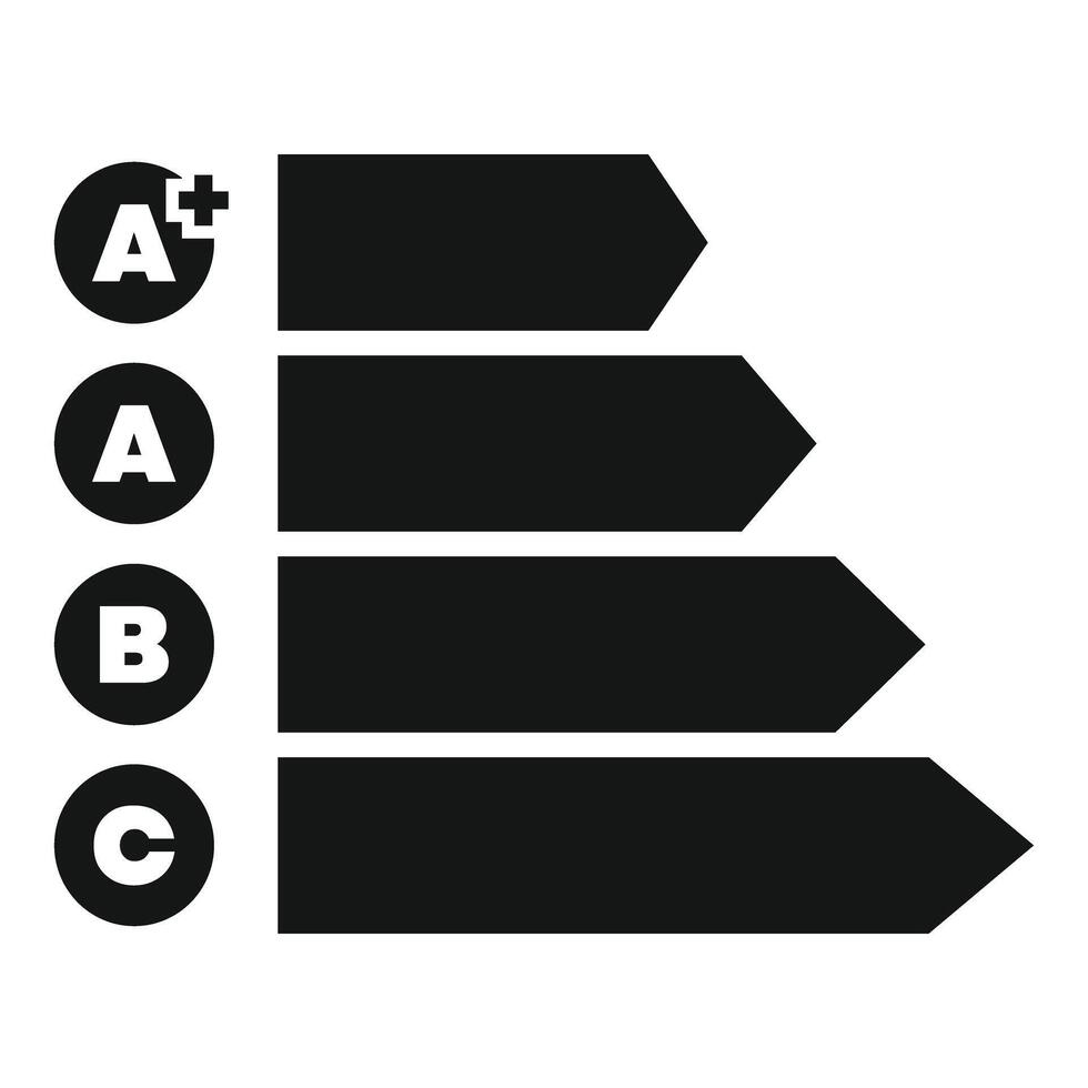 Energy efficiency rating with arrows going up showing improvement vector