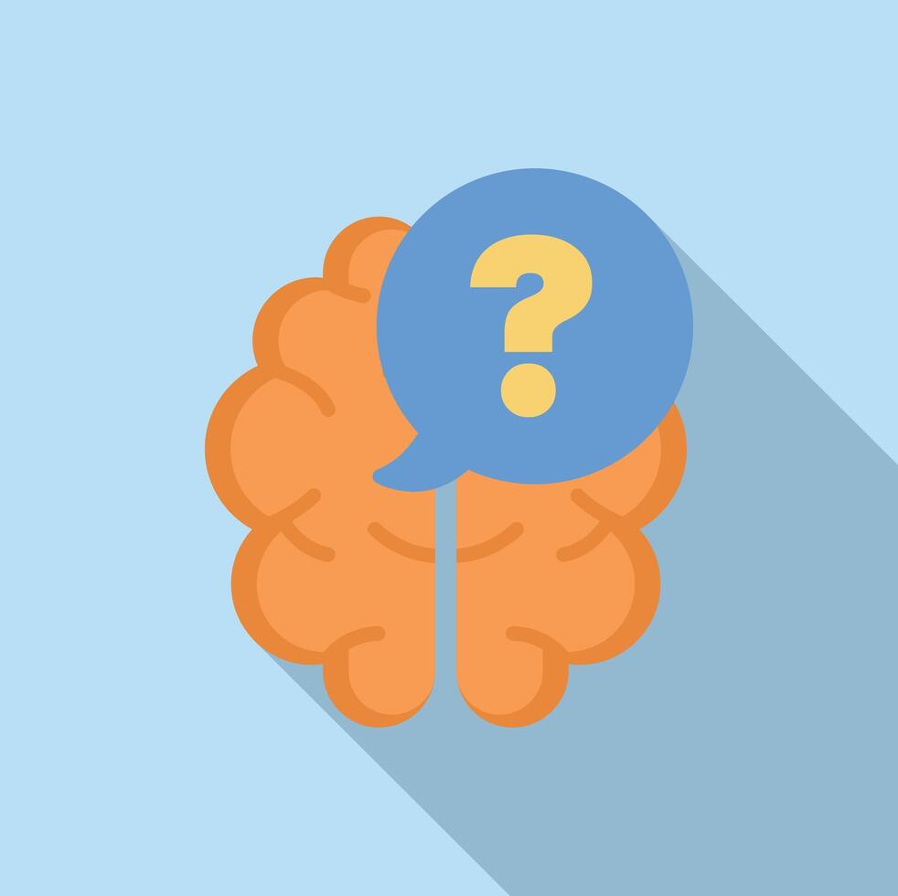 Human brain asking question with speech bubble and question mark inside vector