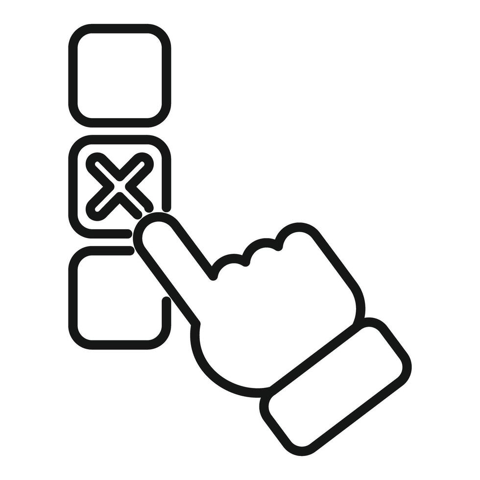 Hand pointing at checkbox marking x icon vector