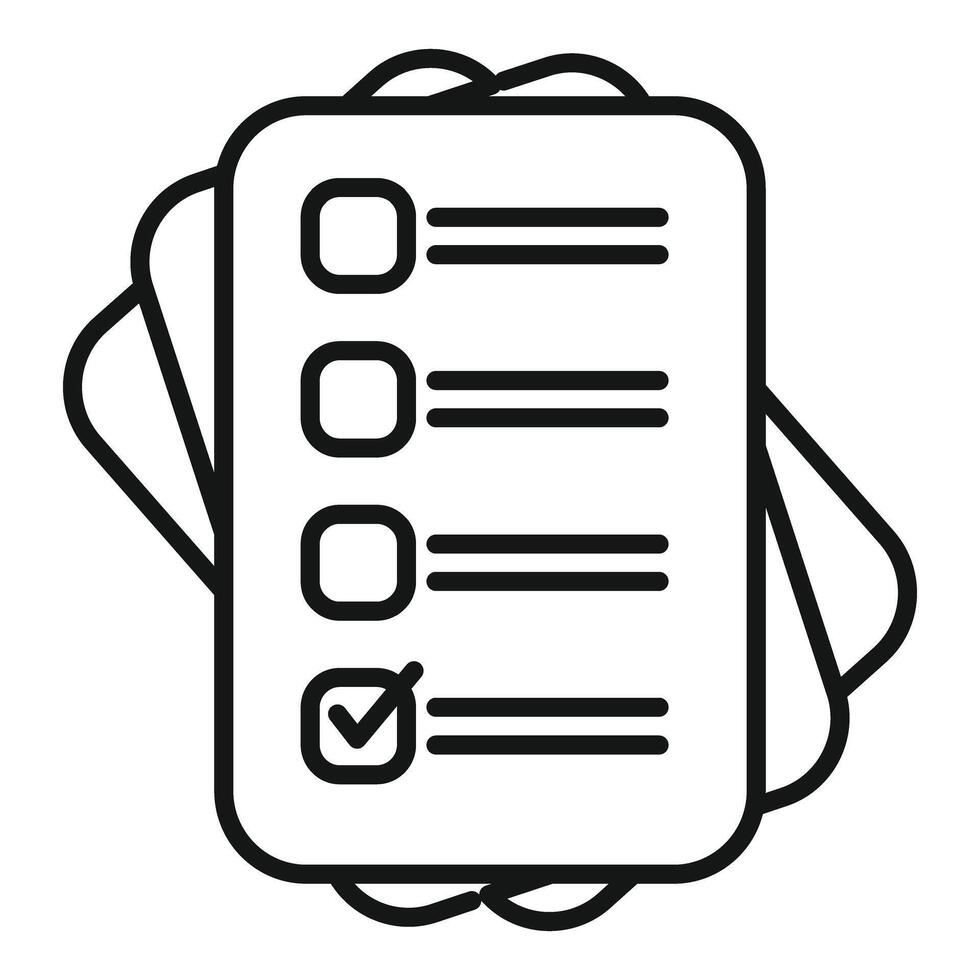 Checklist icon representing completing tasks on paper with checkmark vector