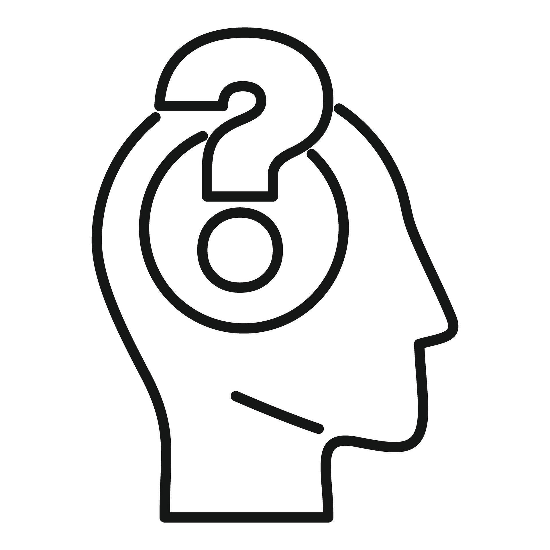 Human head thinking with question mark inside, problem solving concept ...