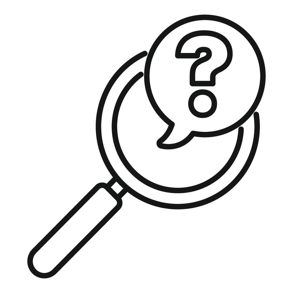 Magnifying glass exploring question mark symbol in speech bubble vector