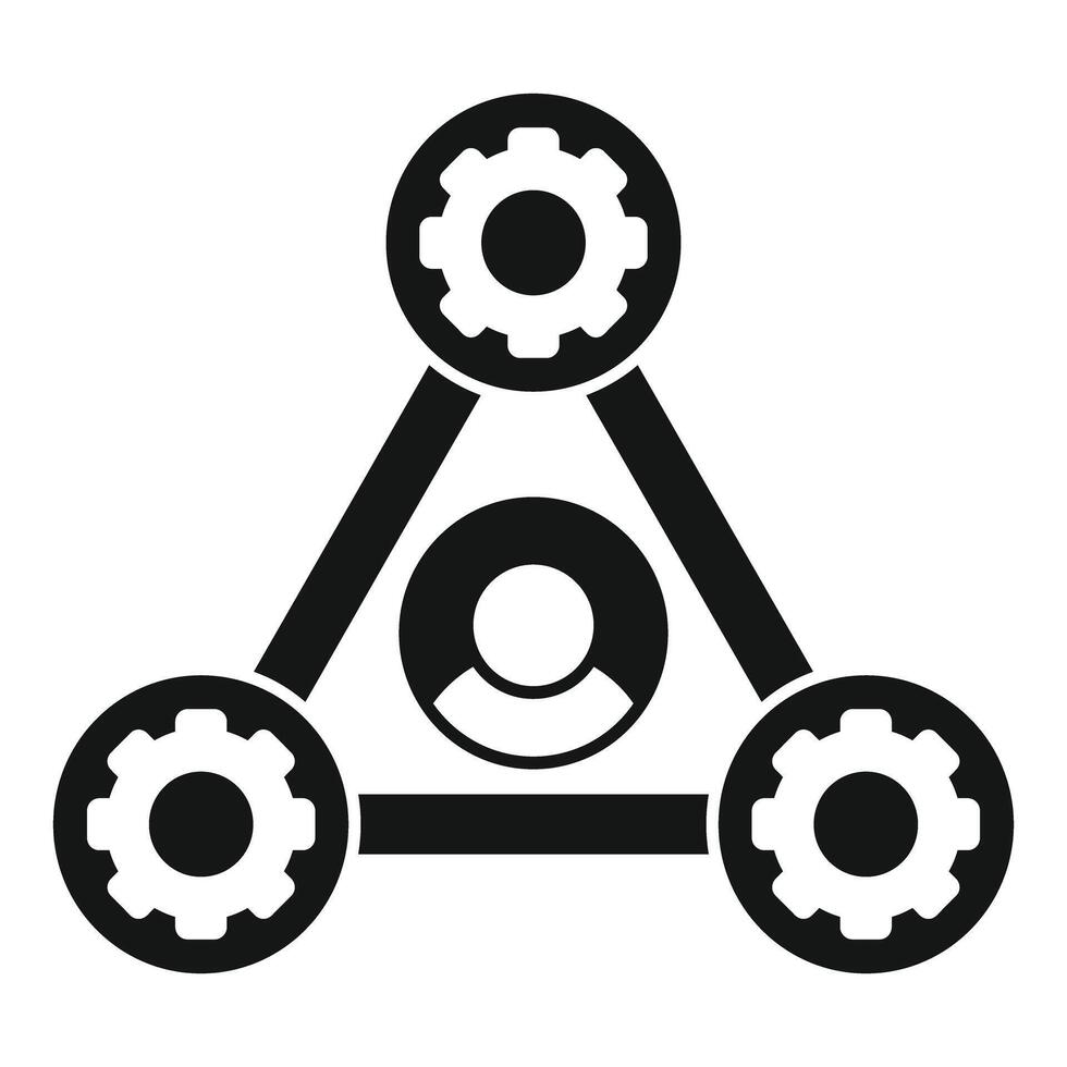 Manager connecting with gears in teamwork concept icon vector