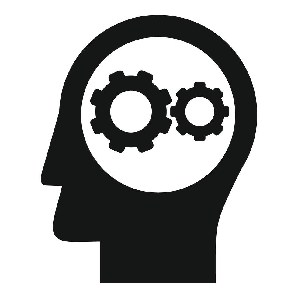 Silhouette of a human head with two gears representing the thinking process vector