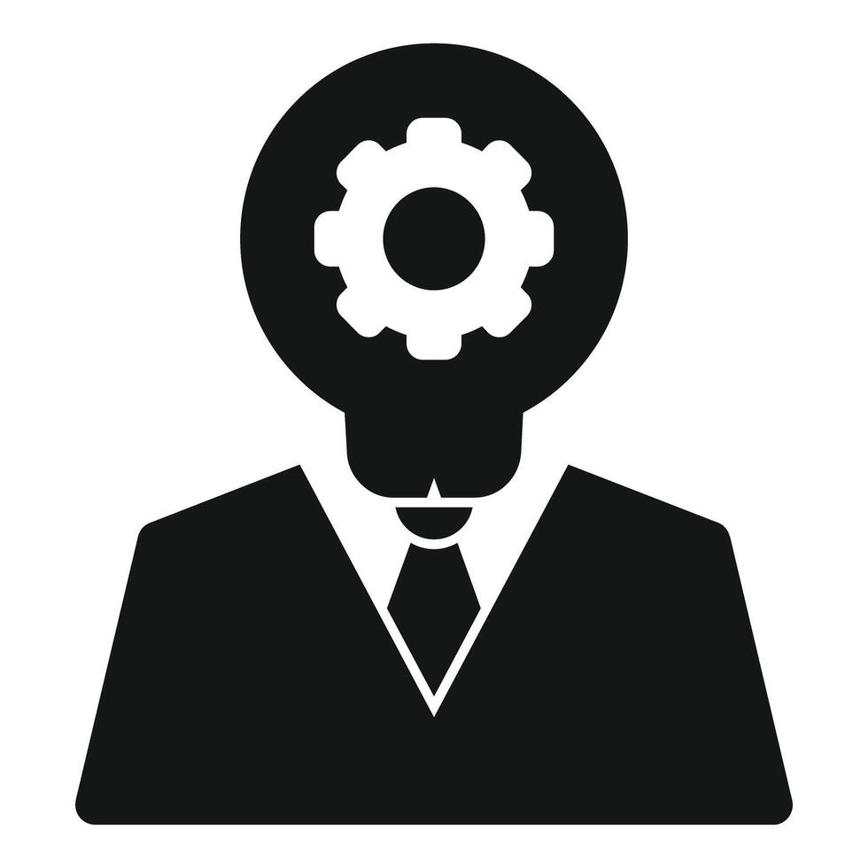 Businessman having idea represented by light bulb and gear icon vector