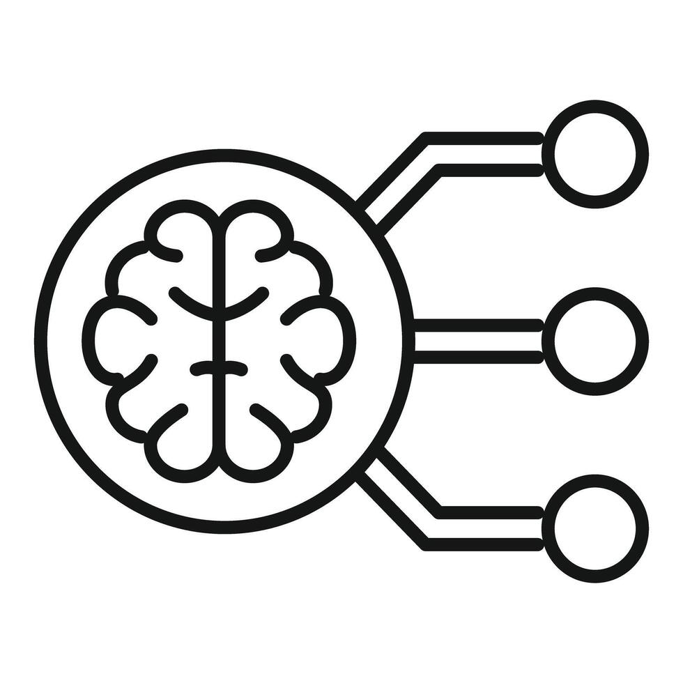 Brain chip connecting to a digital network icon outline style vector