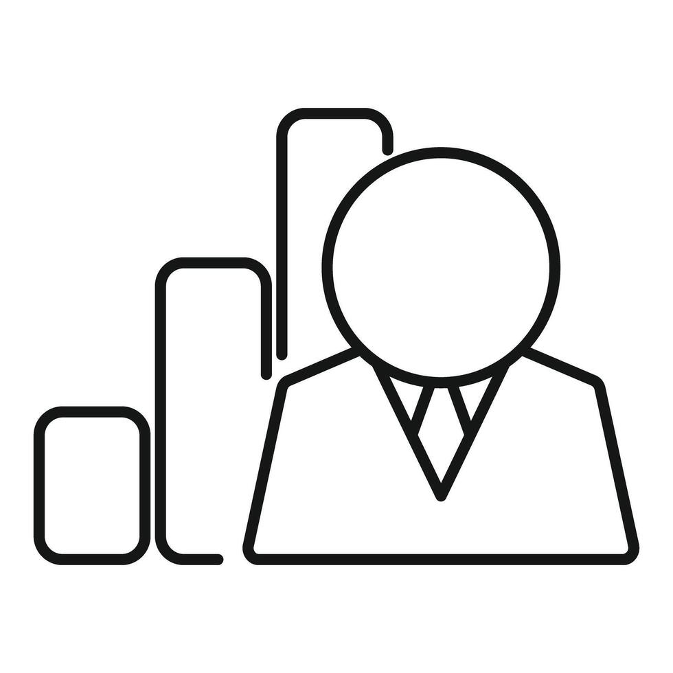 Businessman standing next to growing bar chart icon vector