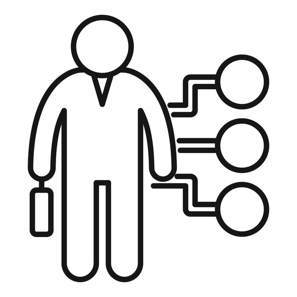 Businessman holding briefcase managing tasks through mind mapping vector