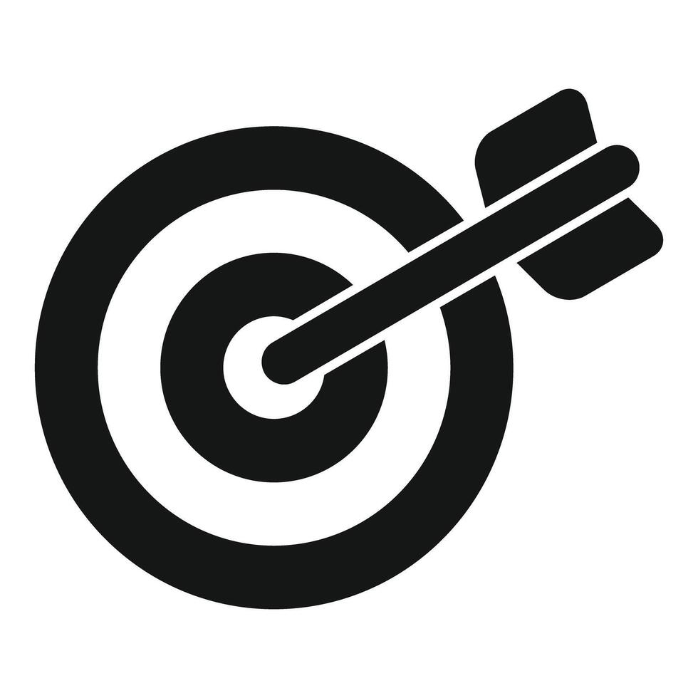 Arrow hitting center of target marketing goal icon vector